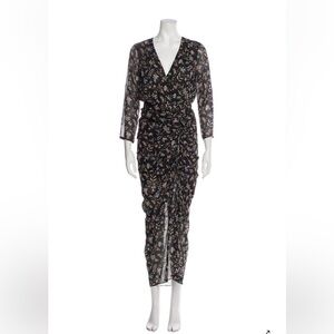 SOLD - Veronica Beard Floral Black Long Silk Dress